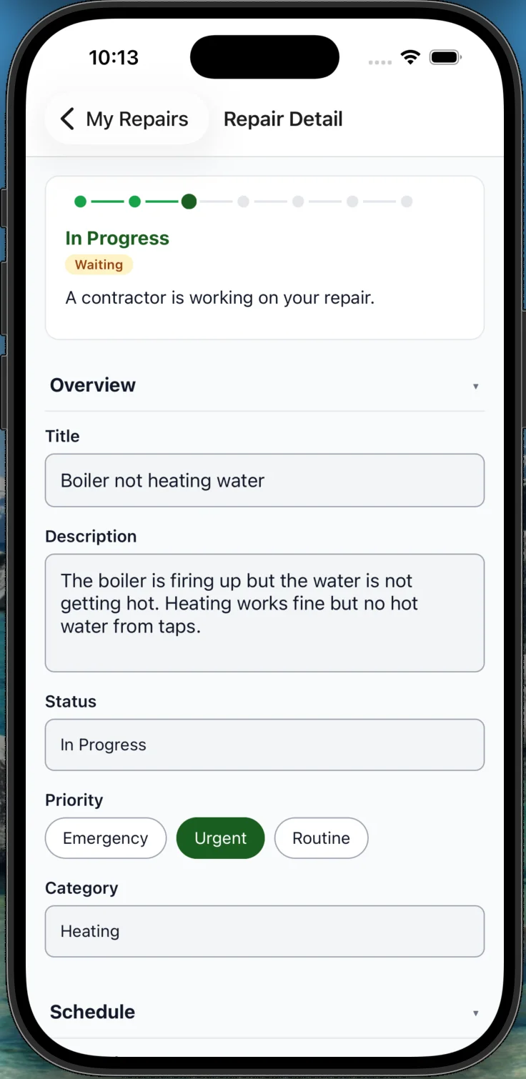 Haiko mobile app — a record detail and timeline