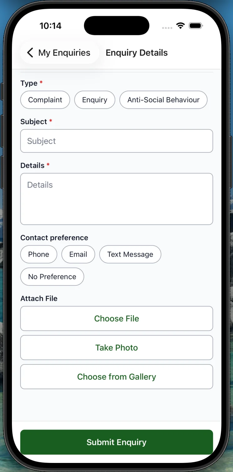 Haiko mobile app — a submission form